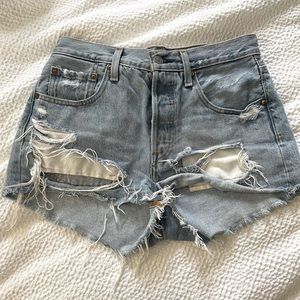 Levi’s ripped denim shorts